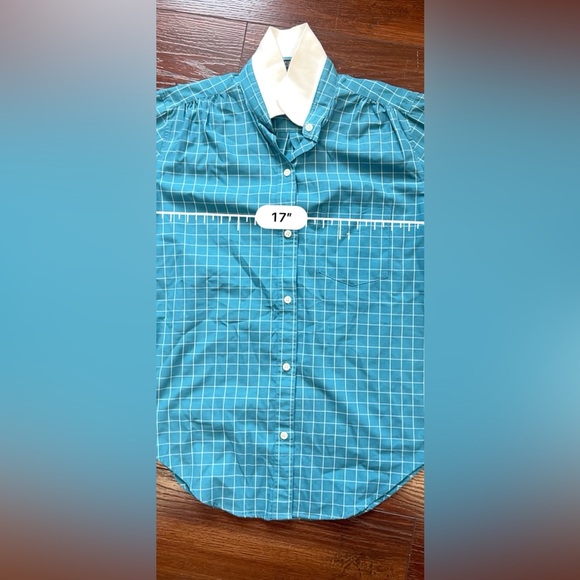 Vintage John Henry Blue Checkered Short Sleeve Button Down Shirt White Collar 8 - Picture 7 of 9
